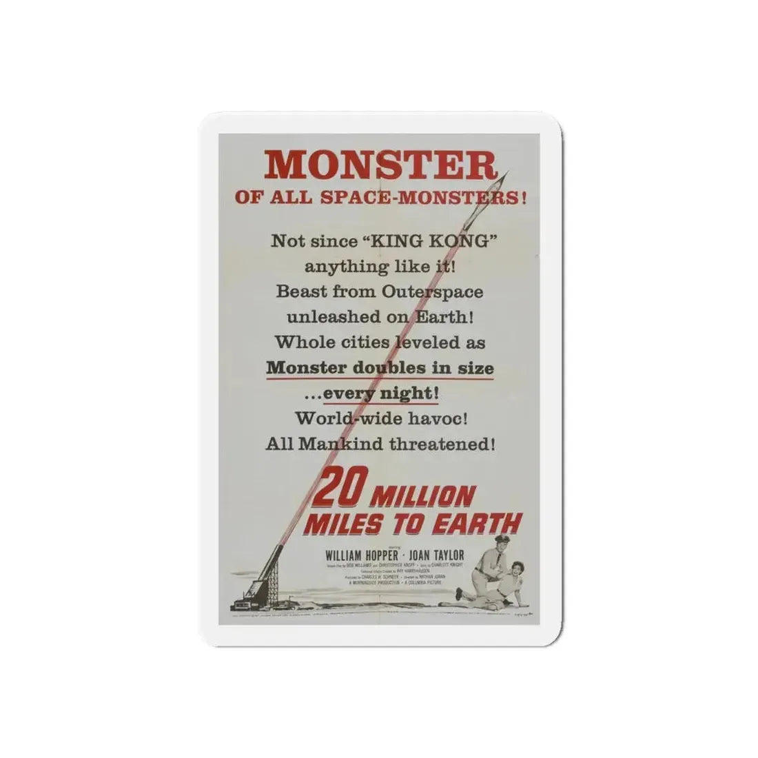 20 MILLION MILES TO EARTH (TEASER) 1957 Movie Poster - Refrigerator Magnet 6 Inch - The Sticker Space