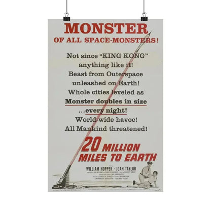 20 MILLION MILES TO EARTH (TEASER) 1957 - Paper Movie Poster 12″ x 18″ Matte - The Sticker Space