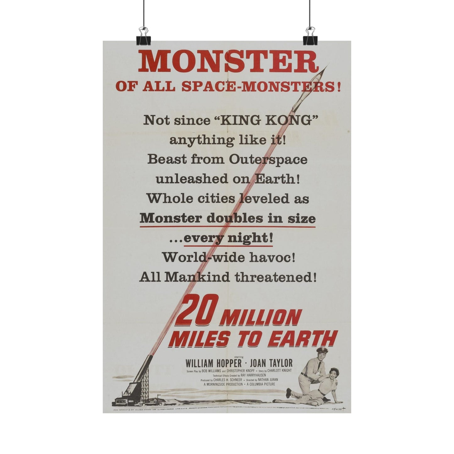 20 MILLION MILES TO EARTH (TEASER) 1957 - Paper Movie Poster-12″ x 18″-The Sticker Space