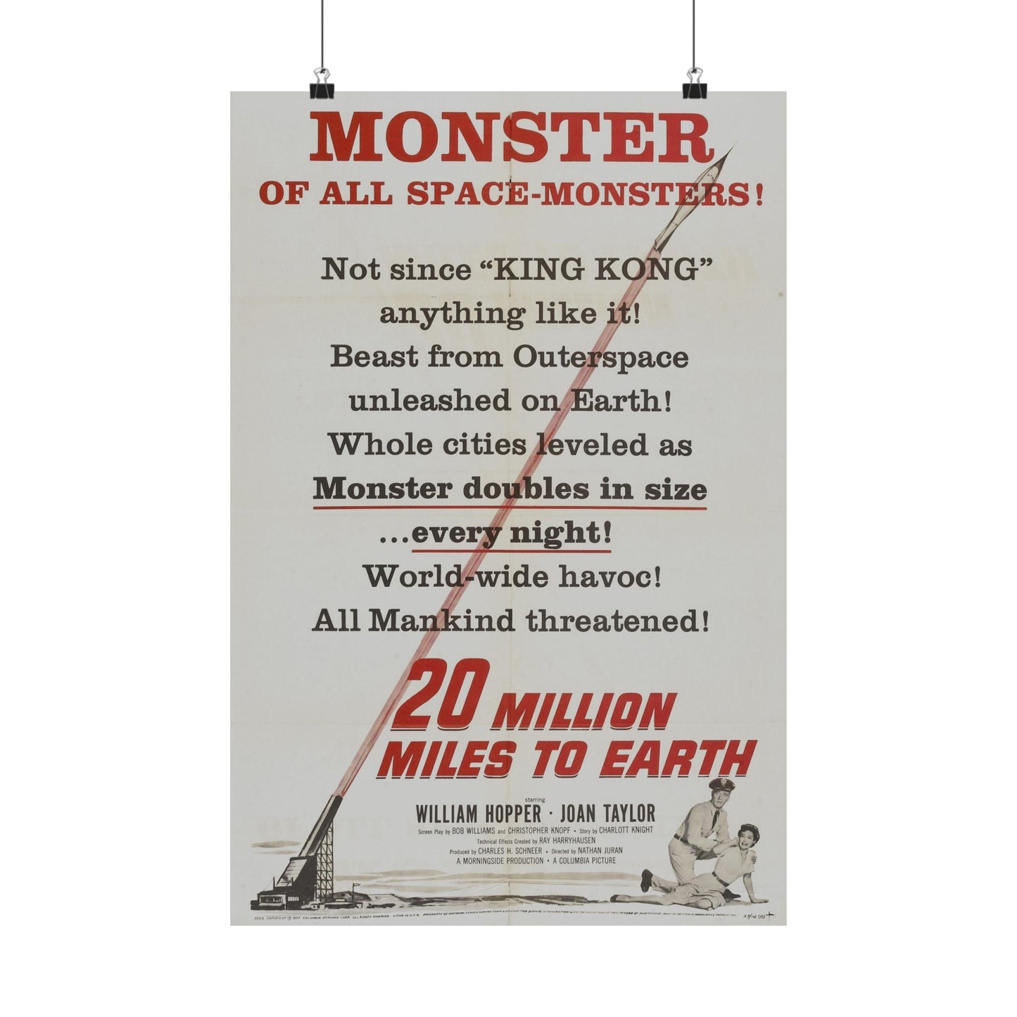 20 MILLION MILES TO EARTH (TEASER) 1957 - Paper Movie Poster-16″ x 24″-The Sticker Space