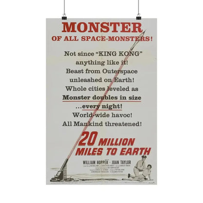 20 MILLION MILES TO EARTH (TEASER) 1957 - Paper Movie Poster 16″ x 24″ Matte - The Sticker Space