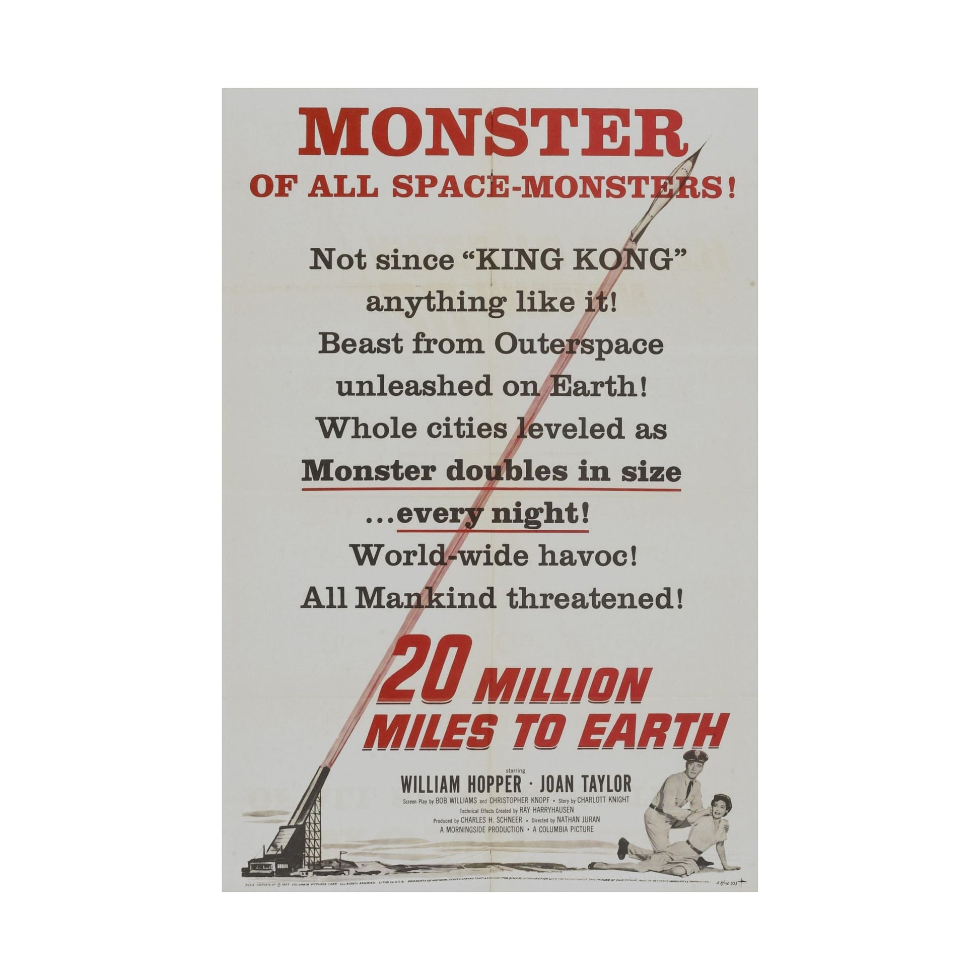 20 MILLION MILES TO EARTH (TEASER) 1957 - Paper Movie Poster-The Sticker Space