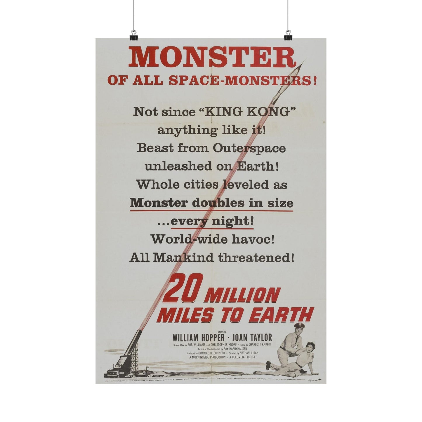 20 MILLION MILES TO EARTH (TEASER) 1957 - Paper Movie Poster-20″ x 30″-The Sticker Space