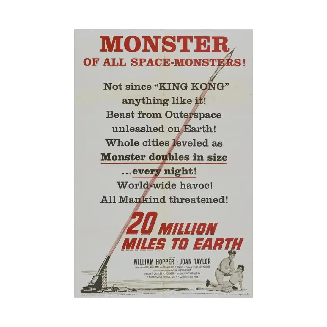 20 MILLION MILES TO EARTH (TEASER) 1957 - Paper Movie Poster - The Sticker Space