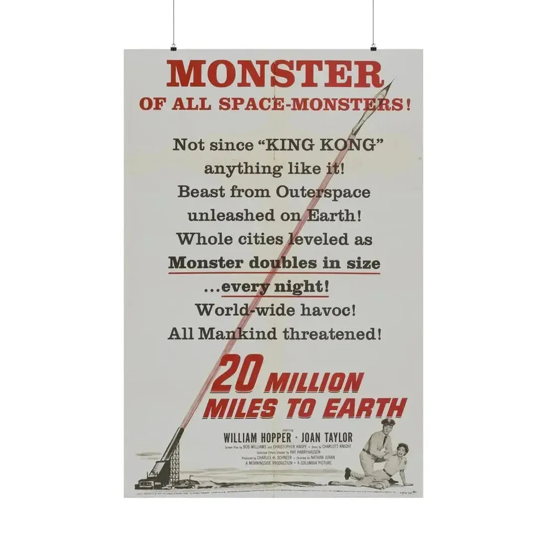 20 MILLION MILES TO EARTH (TEASER) 1957 - Paper Movie Poster - The Sticker Space