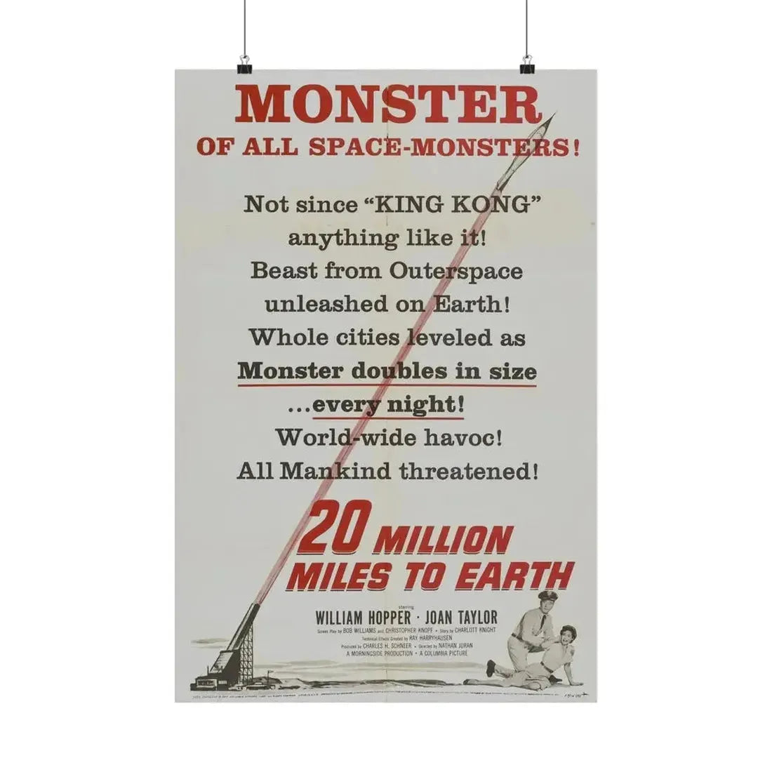 20 MILLION MILES TO EARTH (TEASER) 1957 - Paper Movie Poster - The Sticker Space