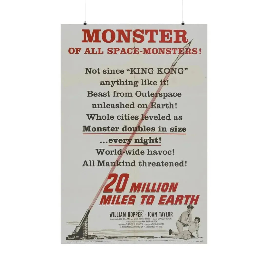 20 MILLION MILES TO EARTH (TEASER) 1957 - Paper Movie Poster - The Sticker Space