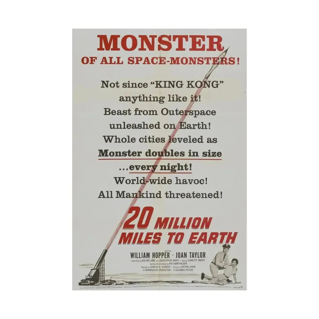 20 MILLION MILES TO EARTH (TEASER) 1957 - Paper Movie Poster - The Sticker Space