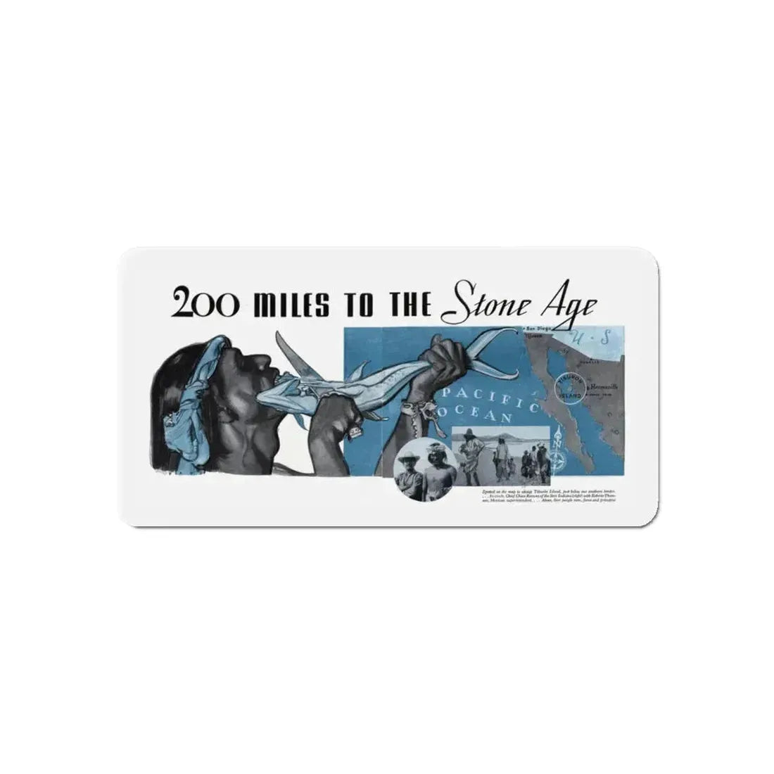 200 Miles To The Stone Age, The American Magazine, July 1936 (Magazine Illustration) Refrigerator Magnet 6 Inch - The Sticker Space