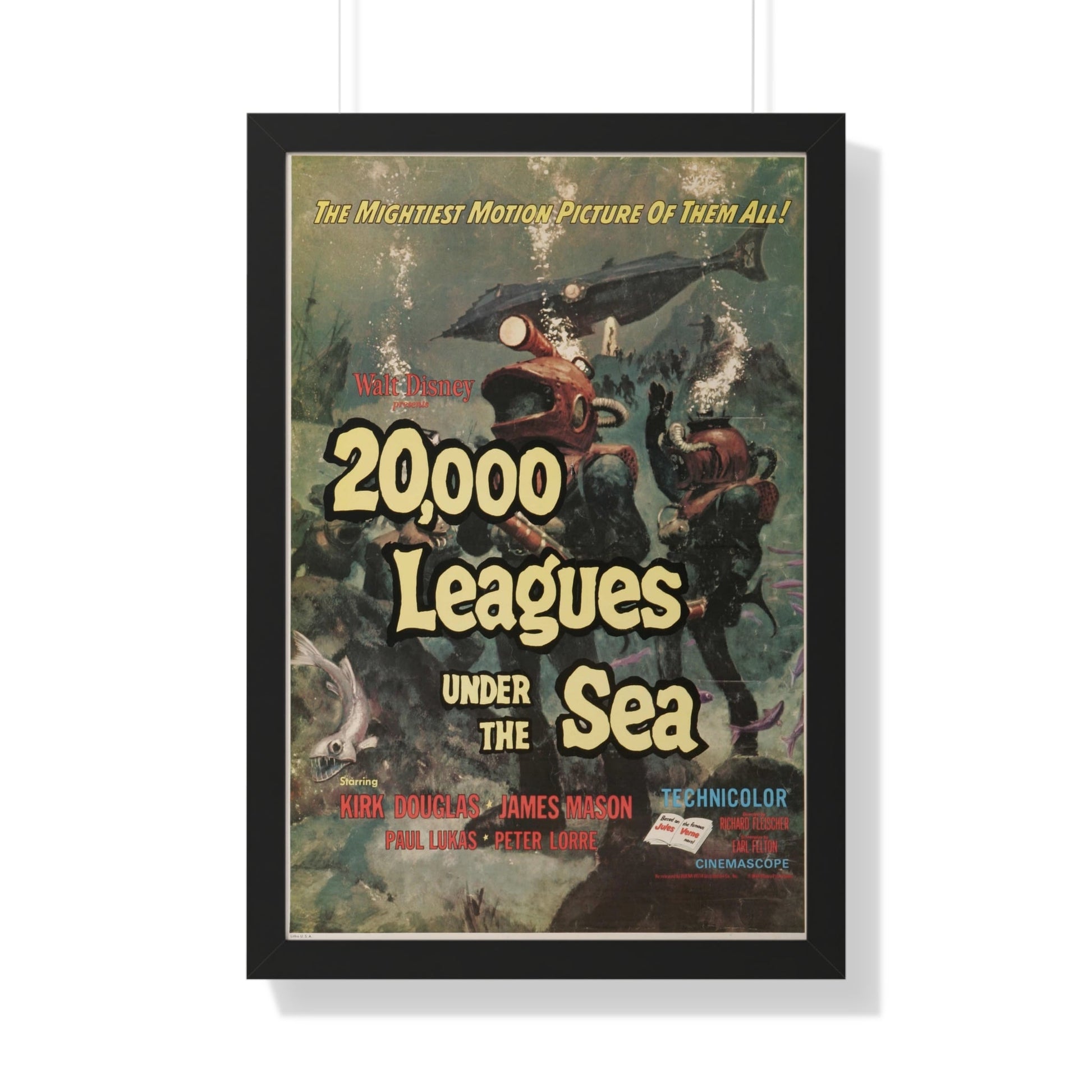 20,000 LEAGUES UNDER THE SEA 1954 - Framed Movie Poster-20" x 30"-The Sticker Space