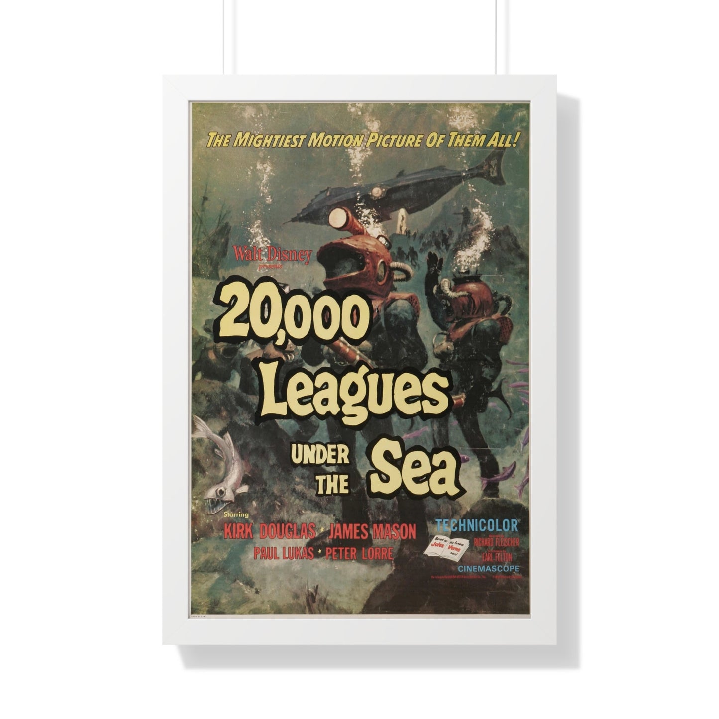 20,000 LEAGUES UNDER THE SEA 1954 - Framed Movie Poster-20" x 30"-The Sticker Space