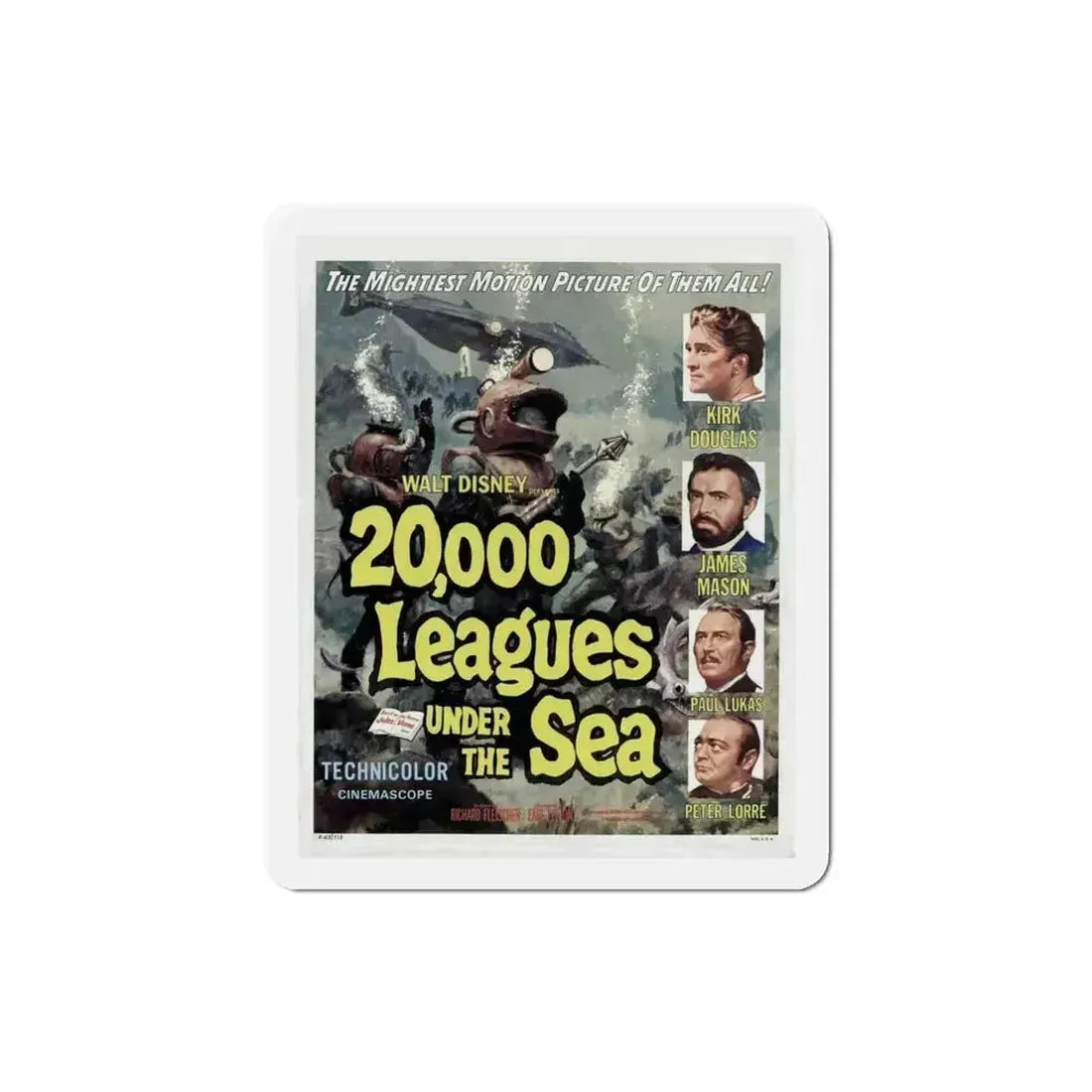 20000 Leagues Under the Sea 1954 Movie Poster Refrigerator Magnet 3 Inch - The Sticker Space