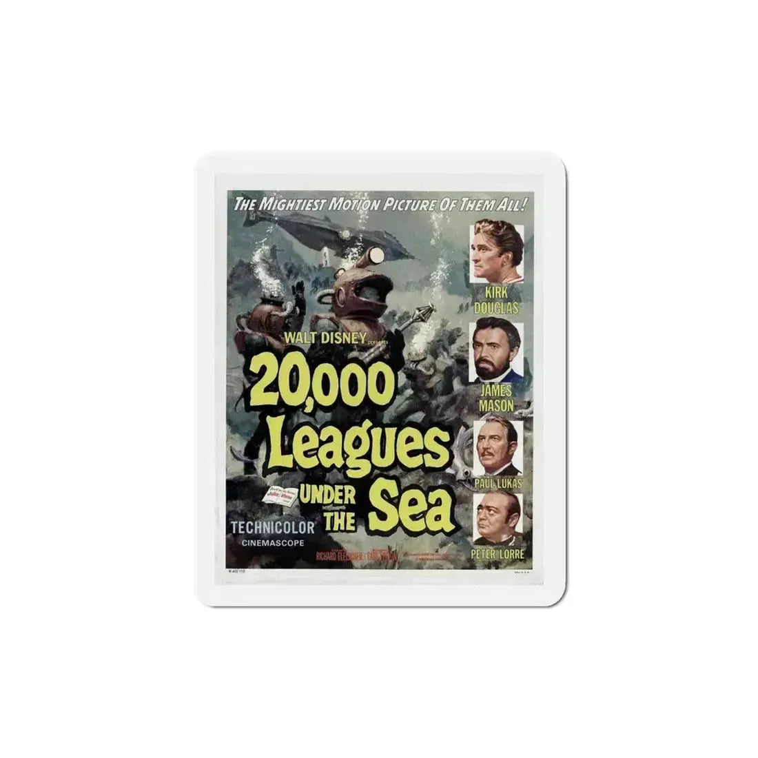20000 Leagues Under the Sea 1954 Movie Poster Refrigerator Magnet 6 Inch - The Sticker Space