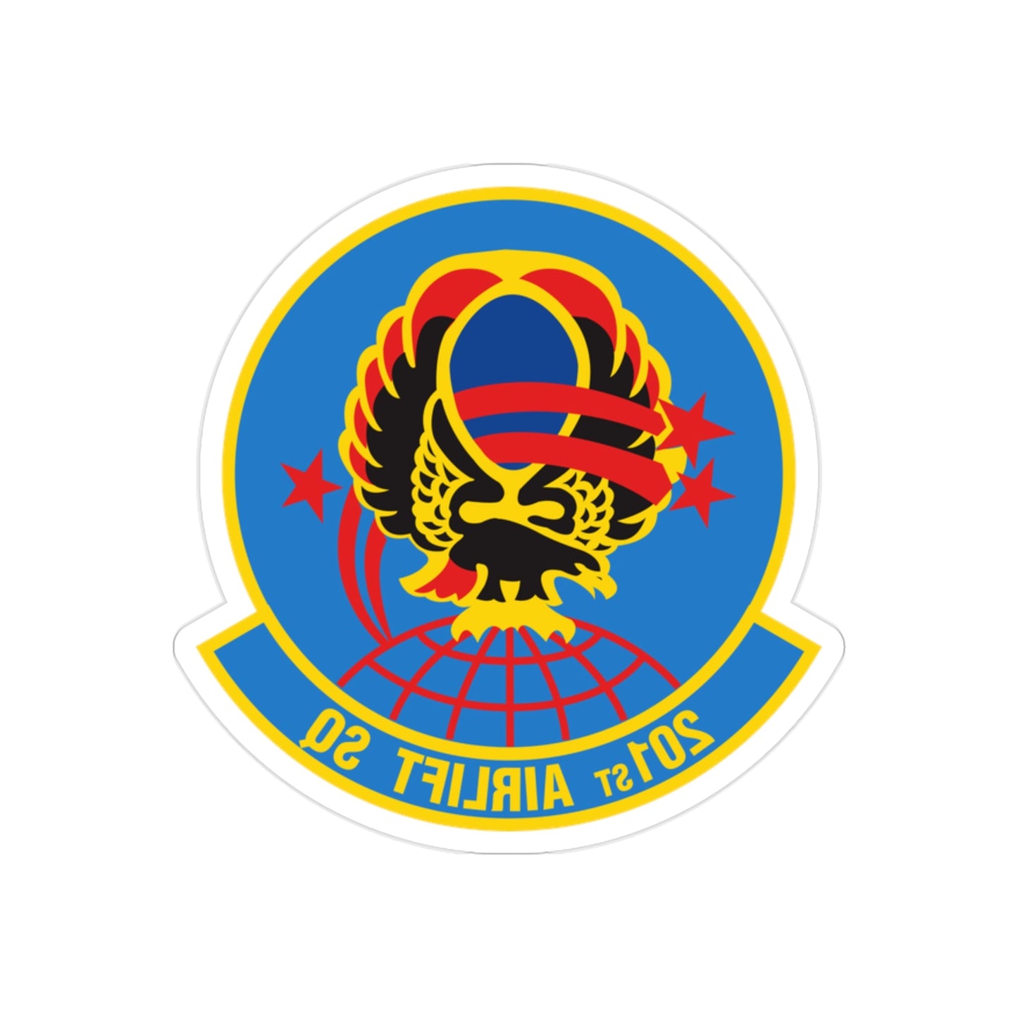 201 Airlift Squadron (U.S. Air Force) REVERSE PRINT Transparent STICKER-2" × 2"-The Sticker Space