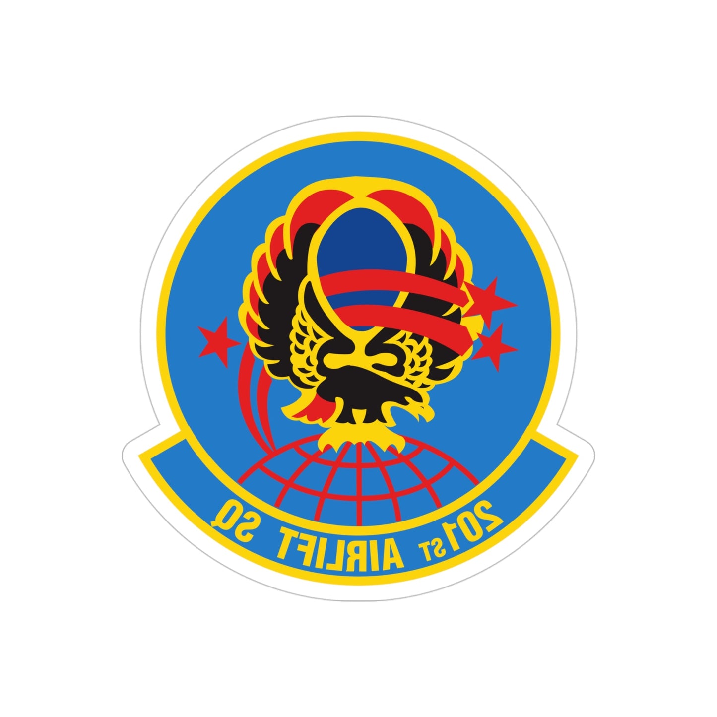 201 Airlift Squadron (U.S. Air Force) REVERSE PRINT Transparent STICKER-4" × 4"-The Sticker Space