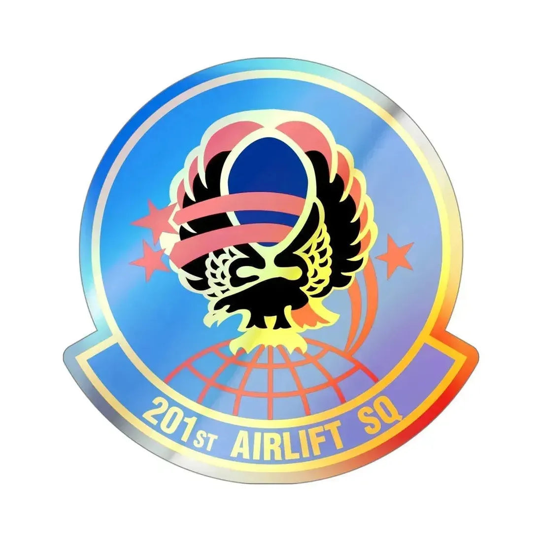 201 Airlift Squadron (U.S. Air Force) Holographic STICKER Die-Cut Vinyl Decal 4 Inch Holographic - The Sticker Space
