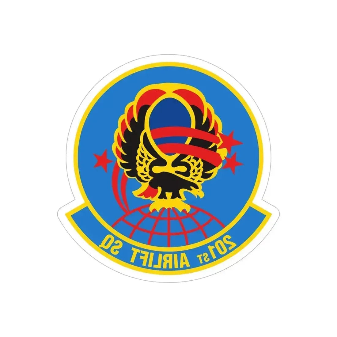 201 Airlift Squadron (U.S. Air Force) REVERSE PRINT Transparent Die-Cut STICKER 6 Inch Die-Cut Transparent - The Sticker Space