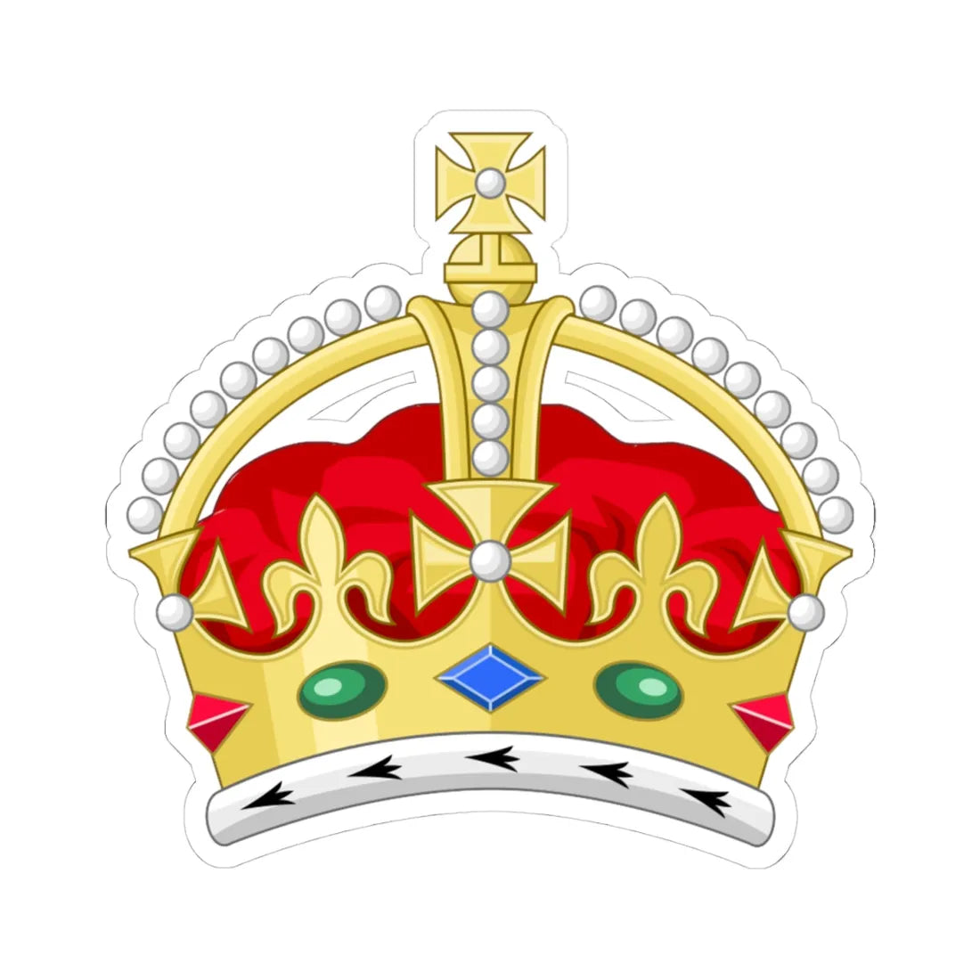 2022 pattern Tudor Crown 2D Sodacan style (United Kingdom) (Coat of Arms) STICKER Vinyl Kiss-Cut Decal 4 Inch White - The Sticker Space