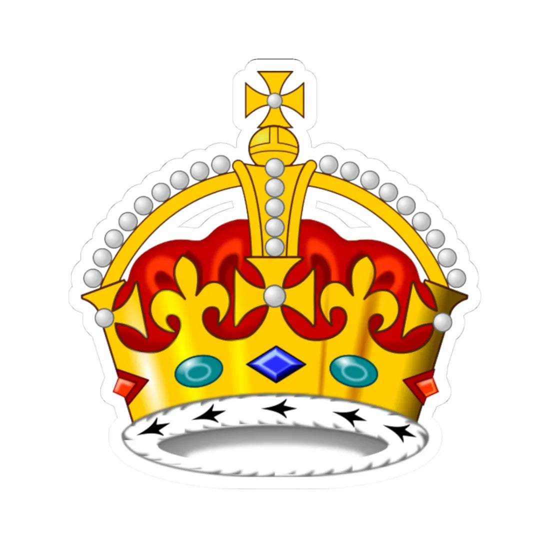 2022 pattern Tudor Crown 3D (United Kingdom) (Coat of Arms) STICKER Vinyl Kiss-Cut Decal 3 Inch White - The Sticker Space