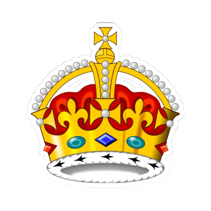 2022 pattern Tudor Crown 3D (United Kingdom) (Coat of Arms) STICKER Vinyl Kiss-Cut Decal 3 Inch White - The Sticker Space