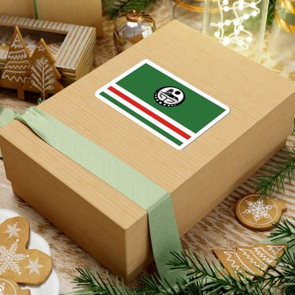 Flag of Chechen Republic of Ichkeria with Coat of Arms (Russia) STICKER Vinyl Kiss-Cut Decal