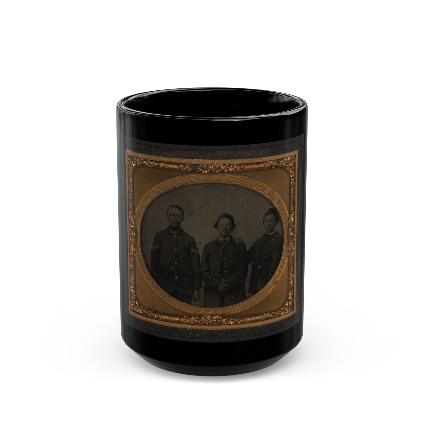 Three Unidentified Soldiers In Union Uniforms(2) (U.S. Civil War) Black Coffee Mug