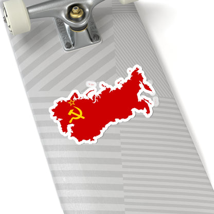 Flag-map of the Soviet Union version (Russia) STICKER Vinyl Kiss-Cut Decal