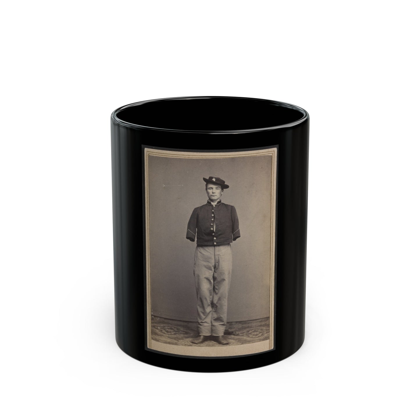 Private William Sargent Of Co. E, 53rd Pennsylvania Infantry Regiment, In Uniform, After The Amputation Of Both Arms (U.S. Civil War) Black Coffee Mug