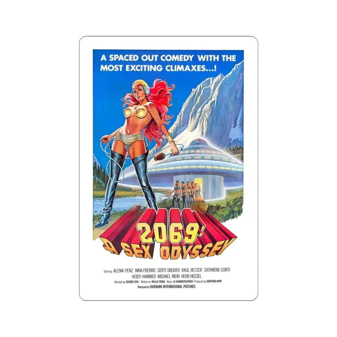 2069 A SEX ODYSSEY 1974 Movie Poster - STICKER Vinyl Kiss-Cut Decal 3 Inch White - The Sticker Space