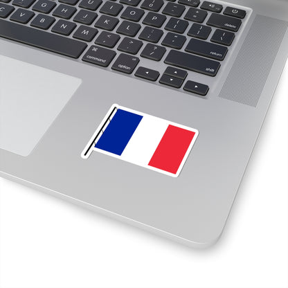 Flag of France on staff hoist left (France) STICKER Vinyl Kiss-Cut Decal