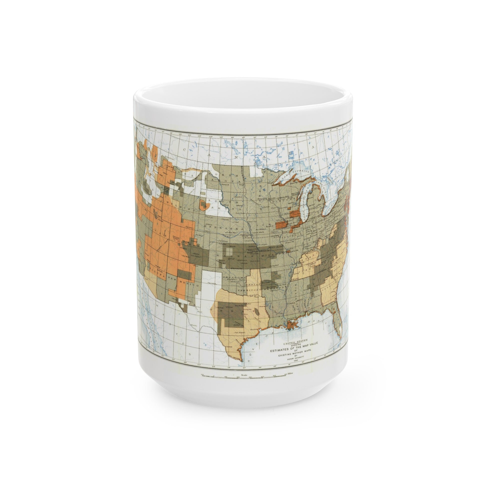 USA - The United States (1892) (Map) White Coffee Mug-15oz-The Sticker Space