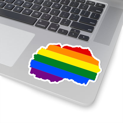 LGBT flag map of North Macedonia (North Macedonia) STICKER Vinyl Kiss-Cut Decal