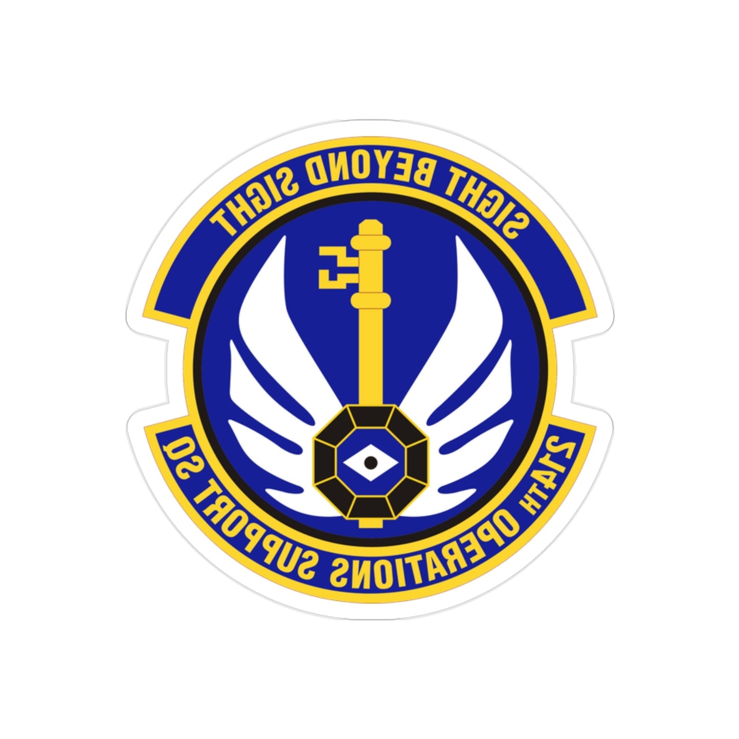 214th Operations Support Squadron (U.S. Air Force) REVERSE PRINT Transparent STICKER-2" × 2"-The Sticker Space