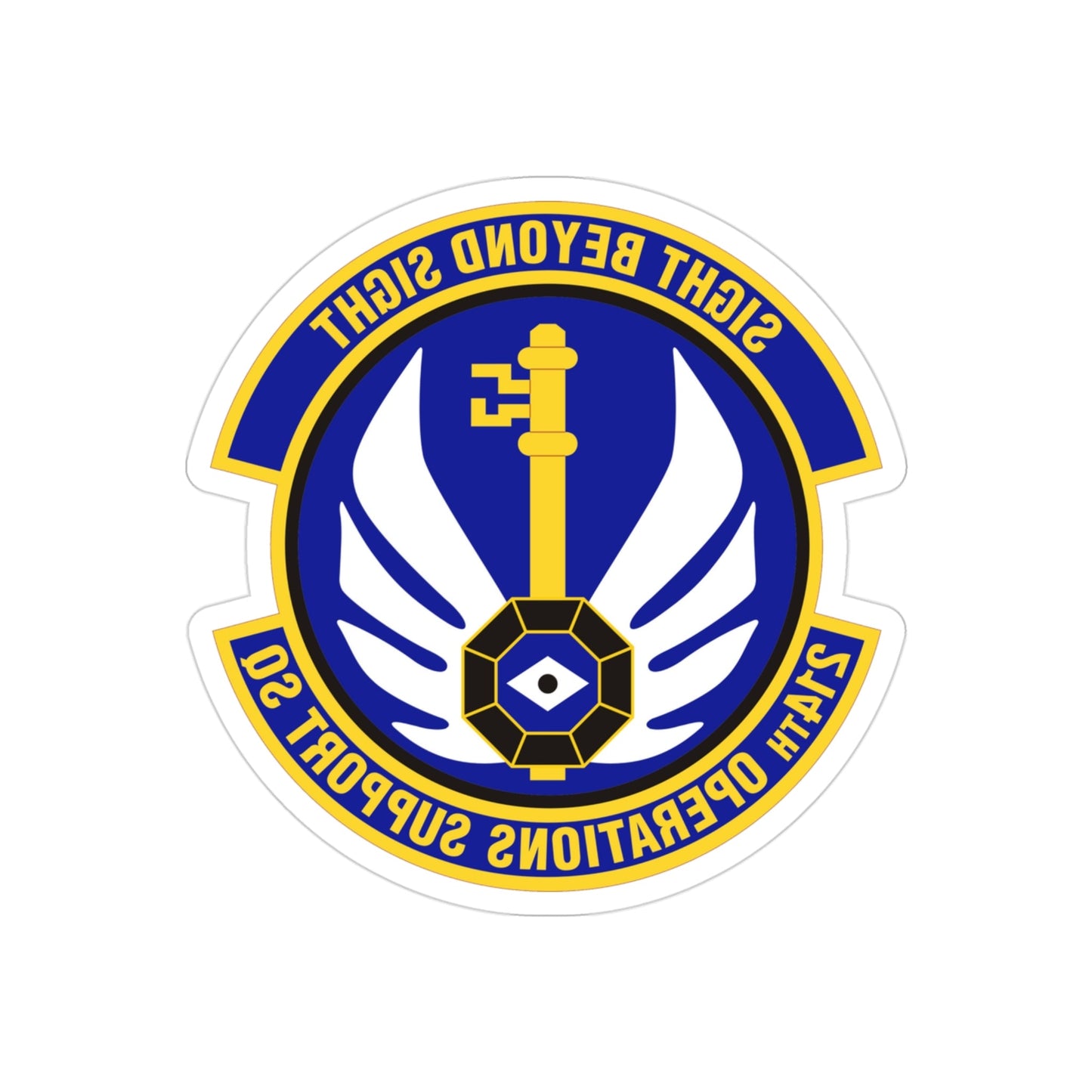 214th Operations Support Squadron (U.S. Air Force) REVERSE PRINT Transparent STICKER-3" × 3"-The Sticker Space