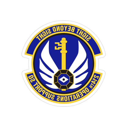 214th Operations Support Squadron (U.S. Air Force) REVERSE PRINT Transparent STICKER-3" × 3"-The Sticker Space