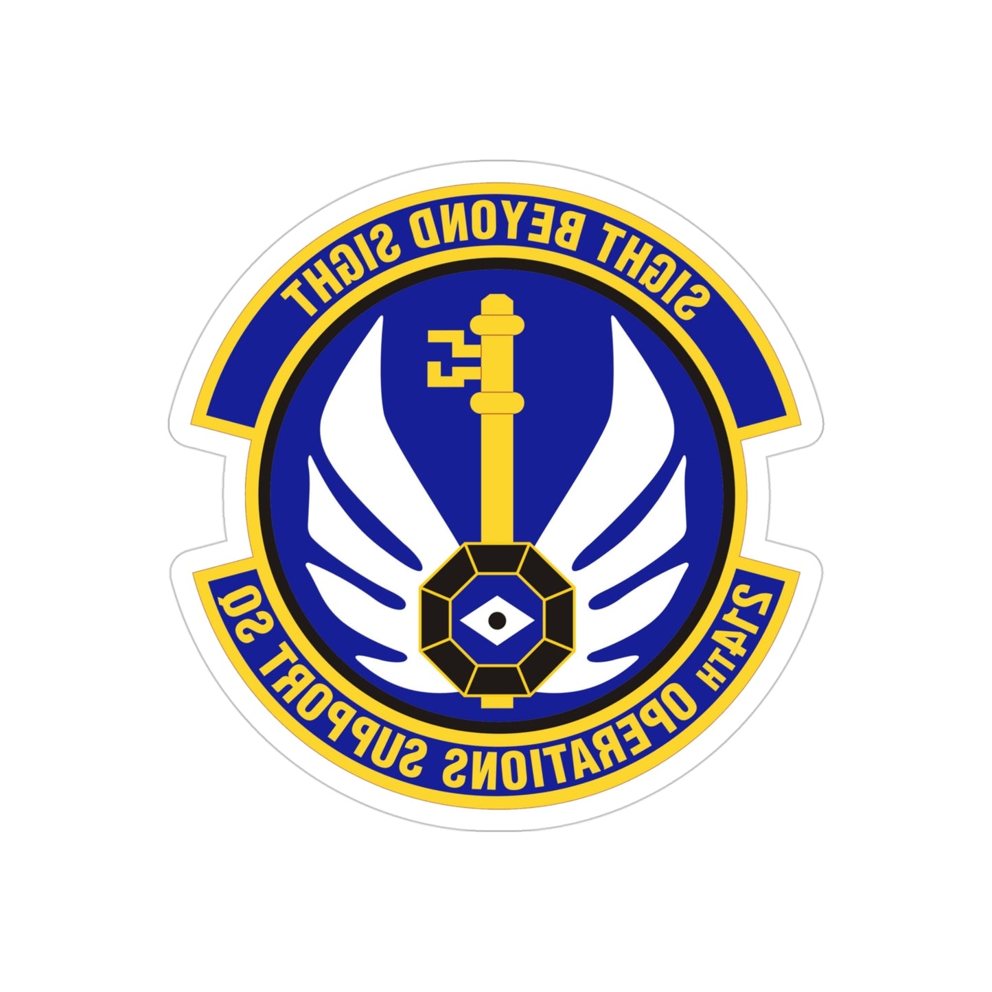 214th Operations Support Squadron (U.S. Air Force) REVERSE PRINT Transparent STICKER-4" × 4"-The Sticker Space