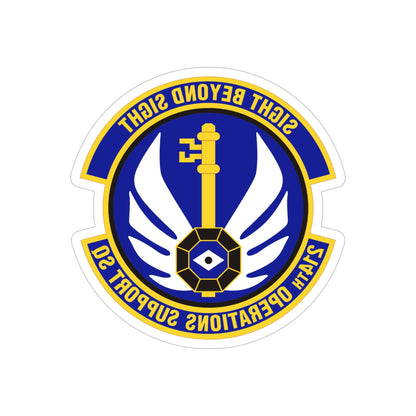 214th Operations Support Squadron (U.S. Air Force) REVERSE PRINT Transparent STICKER-4" × 4"-The Sticker Space