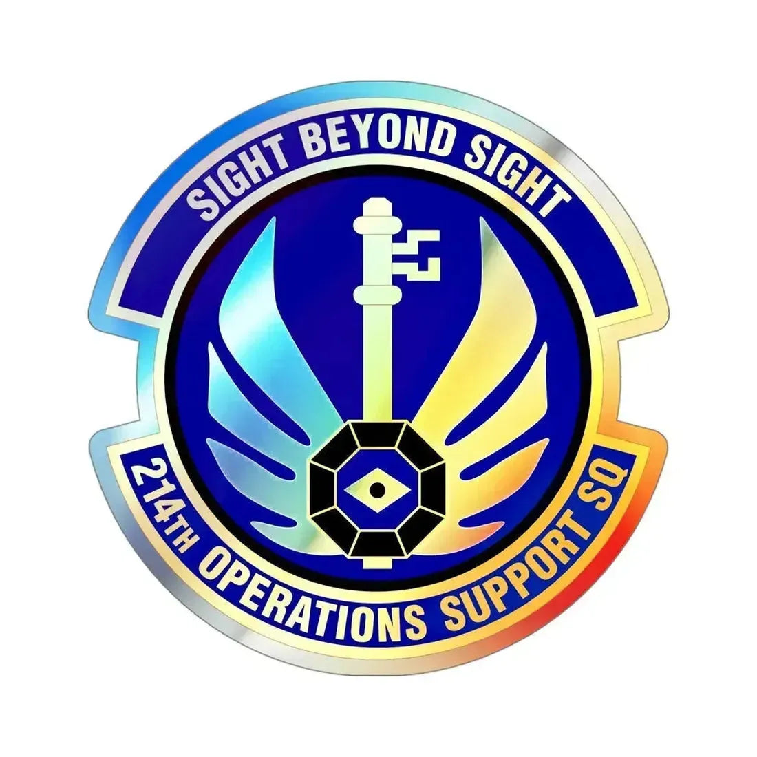 214th Operations Support Squadron (U.S. Air Force) Holographic STICKER Die-Cut Vinyl Decal 4 Inch Holographic - The Sticker Space