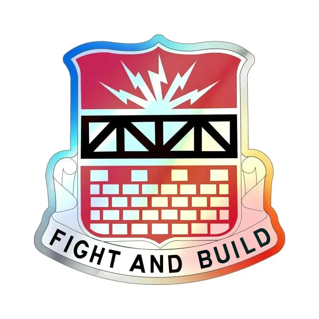 216 Engineer Battalion (U.S. Army) Holographic STICKER Die-Cut Vinyl Decal 5 Inch Holographic - The Sticker Space