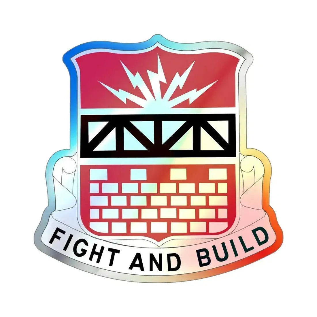 216 Engineer Battalion (U.S. Army) Holographic STICKER Die-Cut Vinyl Decal 5 Inch Holographic - The Sticker Space