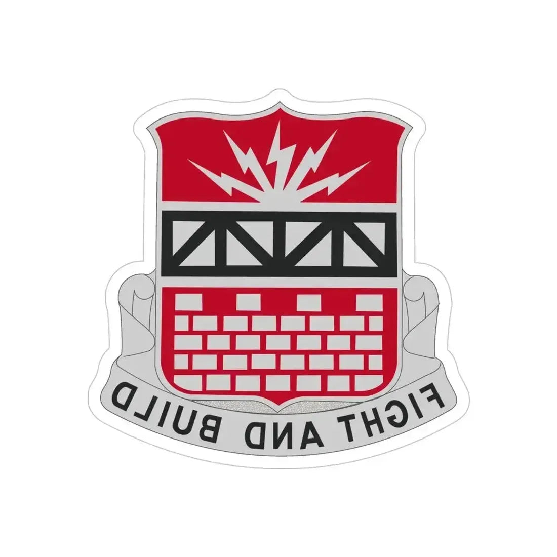 216 Engineer Battalion (U.S. Army) REVERSE PRINT Transparent Die-Cut STICKER 4 Inch Die-Cut Transparent - The Sticker Space