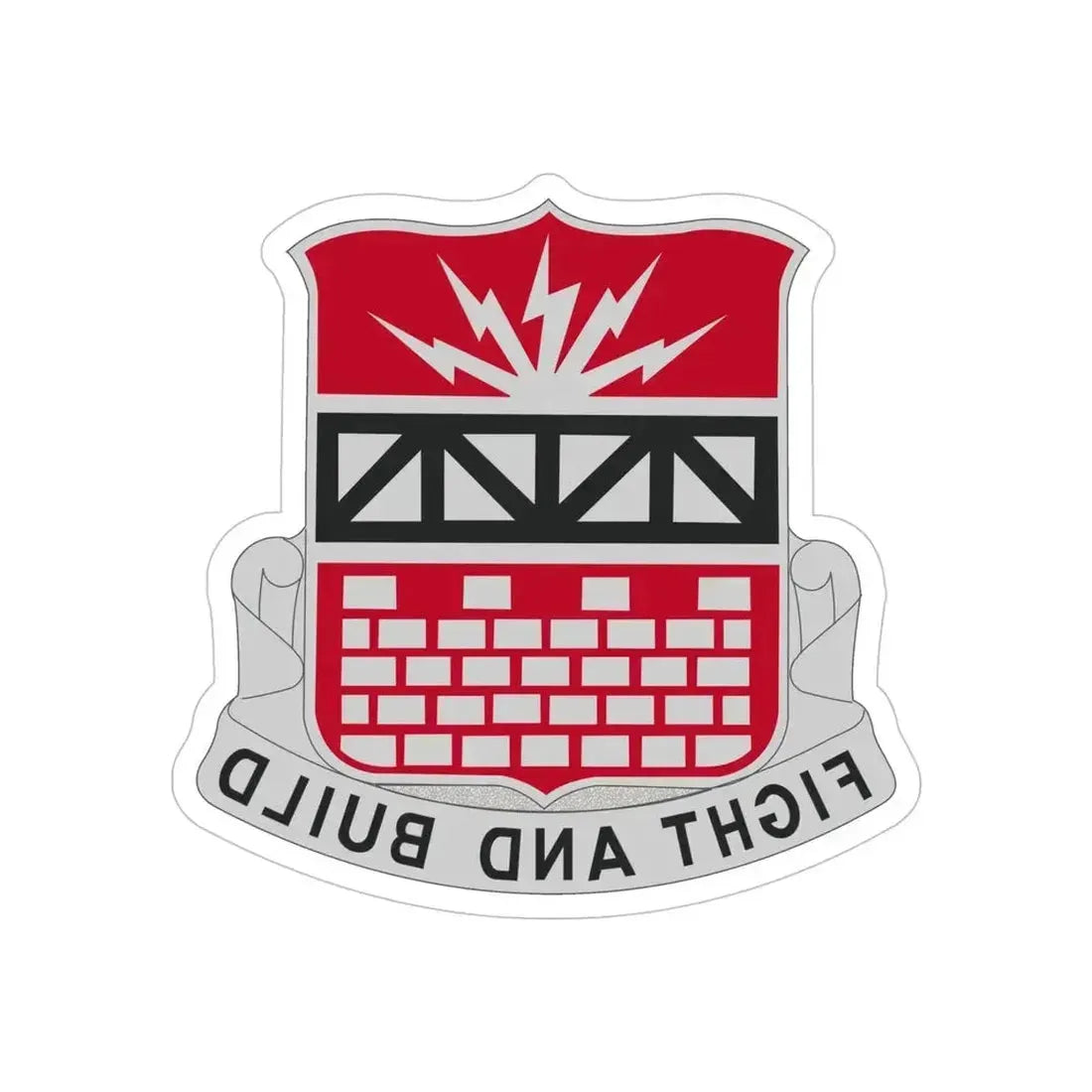 216 Engineer Battalion (U.S. Army) REVERSE PRINT Transparent Die-Cut STICKER 5 Inch Die-Cut Transparent - The Sticker Space