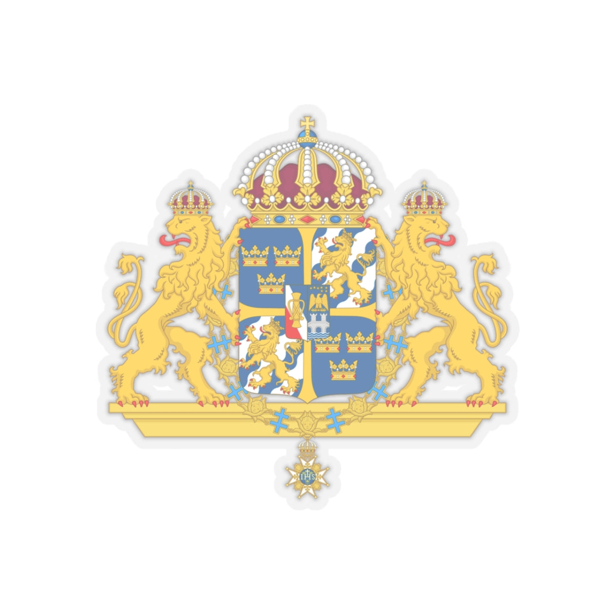Great coat of arms of Sweden 2 - STICKER Vinyl Kiss-Cut Decal