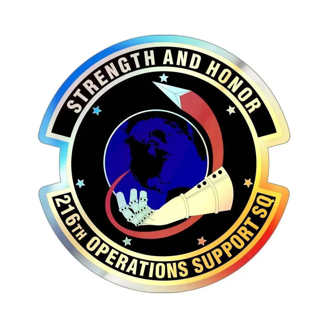216th Operations Support Squadron (U.S. Air Force) Holographic STICKER Die-Cut Vinyl Decal 4 Inch Holographic - The Sticker Space