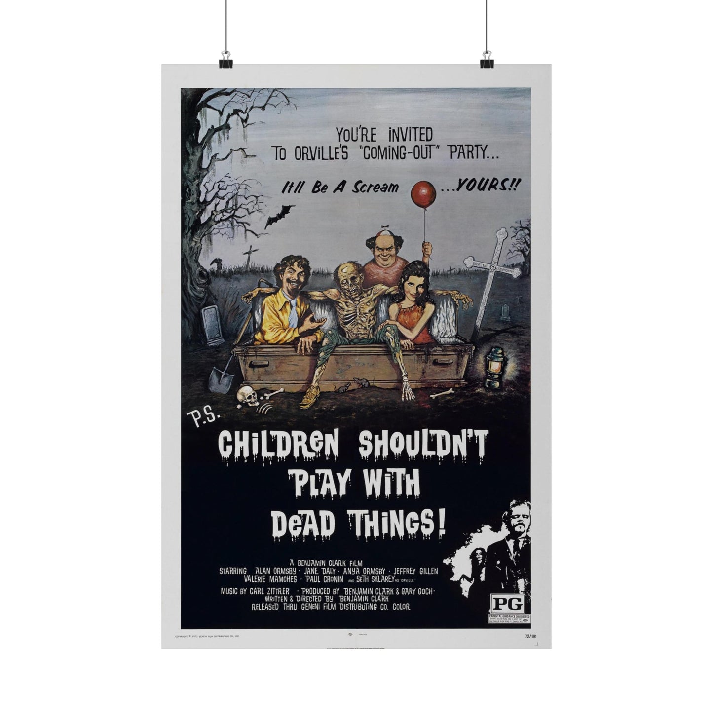 CHILDREN SHOULDN'T PLAY WITH DEAD THINGS 1972 - Paper Movie Poster-20″ x 30″-The Sticker Space