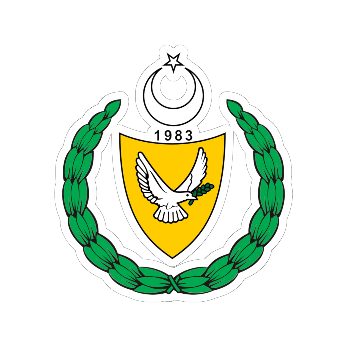 Coat of arms of the Turkish Republic of Northern Cyprus (1983-2007) - STICKER Vinyl Kiss-Cut Decal