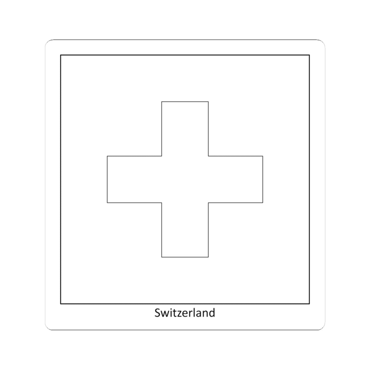 Flag of Switzerland colouring page (Switzerland) STICKER Vinyl Kiss-Cut Decal