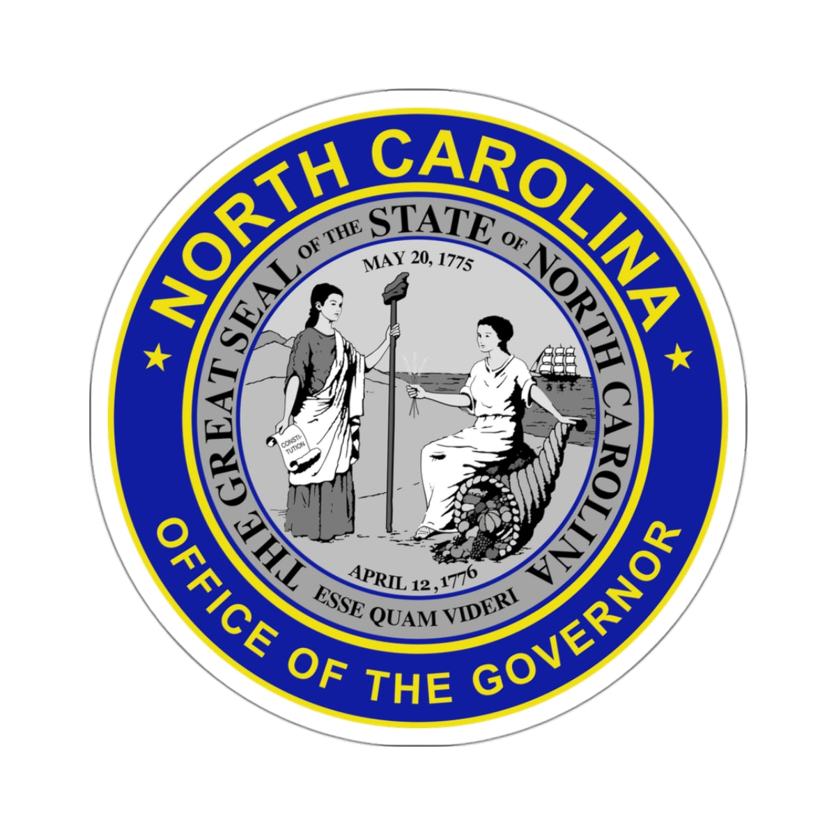 Seal of the Governor of North Carolina - STICKER Vinyl Kiss-Cut Decal