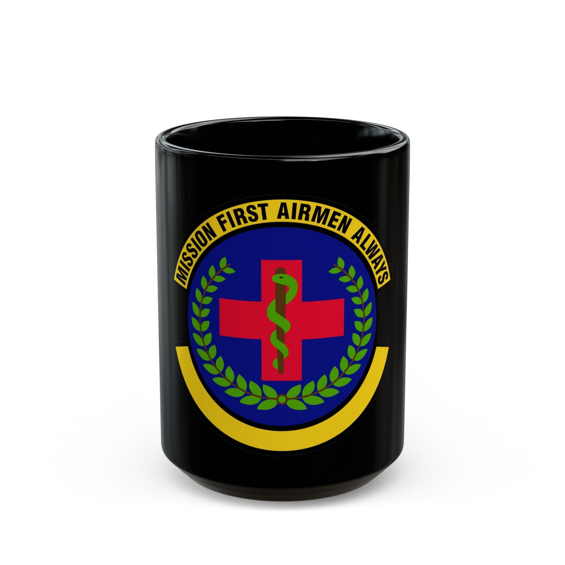 22 Healthcare Operations Squadron AMC (U.S. Air Force) Black Coffee Mug-15oz-The Sticker Space