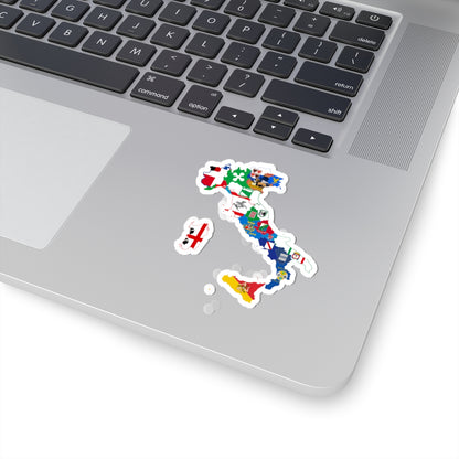 Flag map of Regions of Italy (Italy) STICKER Vinyl Kiss-Cut Decal